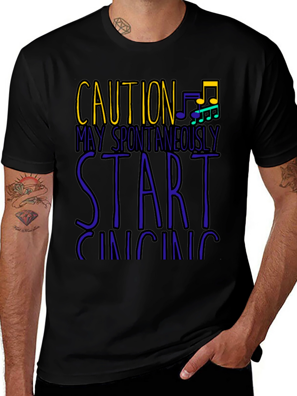 Caution May Spontaneously Start Singing Mens T-Shirt