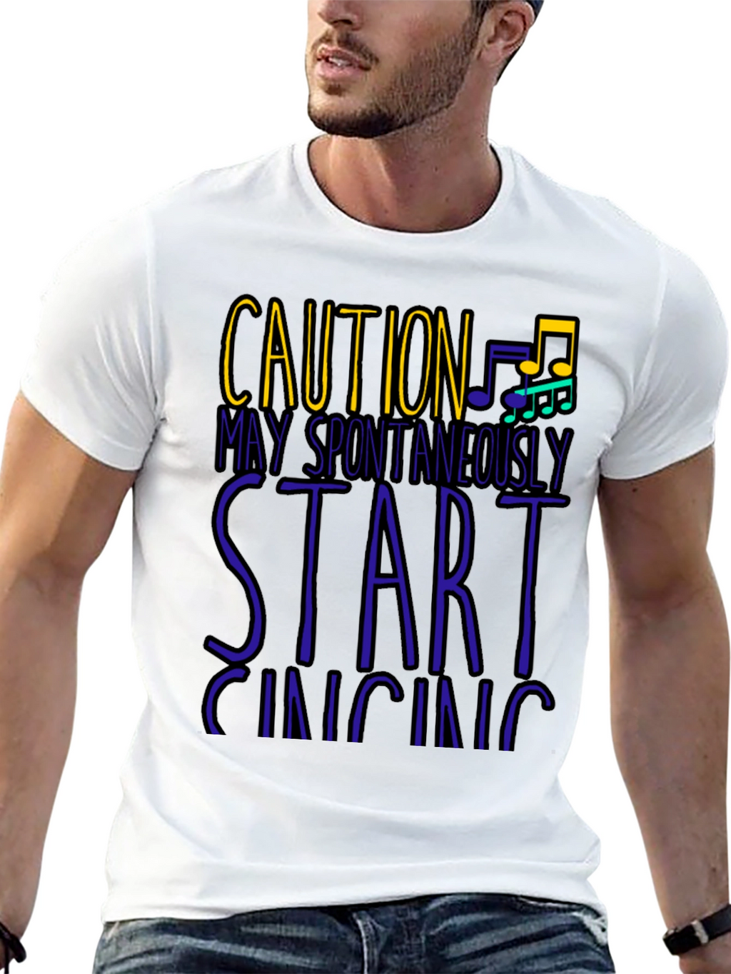 Caution May Spontaneously Start Singing Mens T-Shirt