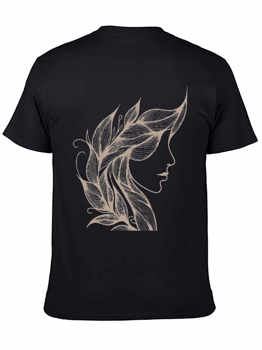 Leaf Hairline Graphic Tee - Stylish Black T-Shirt