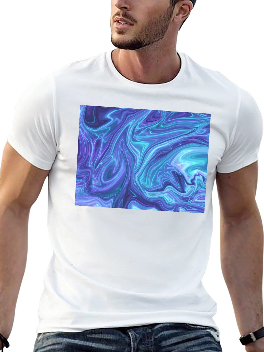 Abstract Marble Print Black T-Shirt