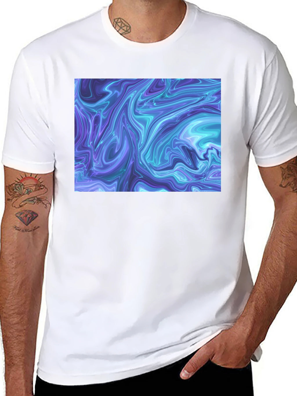 Abstract Marble Print Black T-Shirt