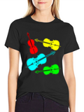Vibrant Violin Graphic Tee - Musical Statement