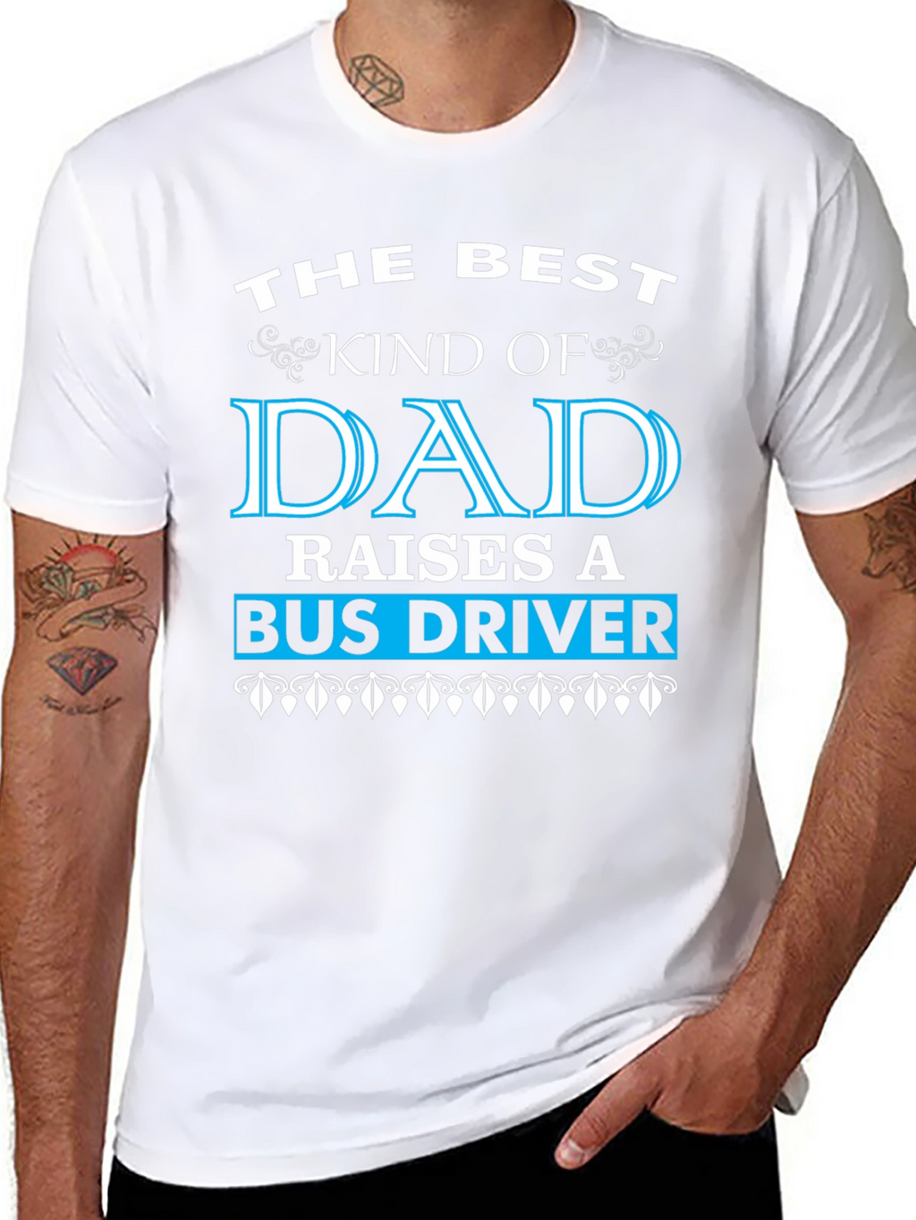 Best Dad Raises Bus Driver Black T-Shirt
