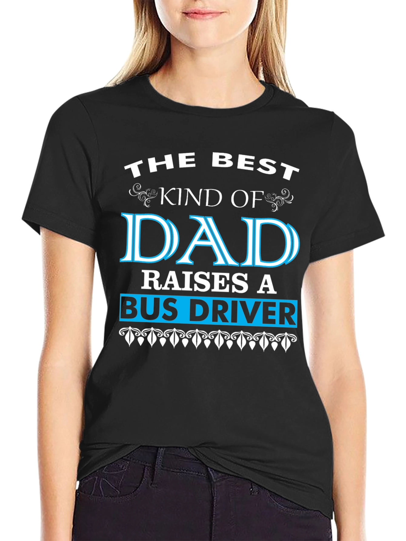 Best Dad Raises Bus Driver Black T-Shirt