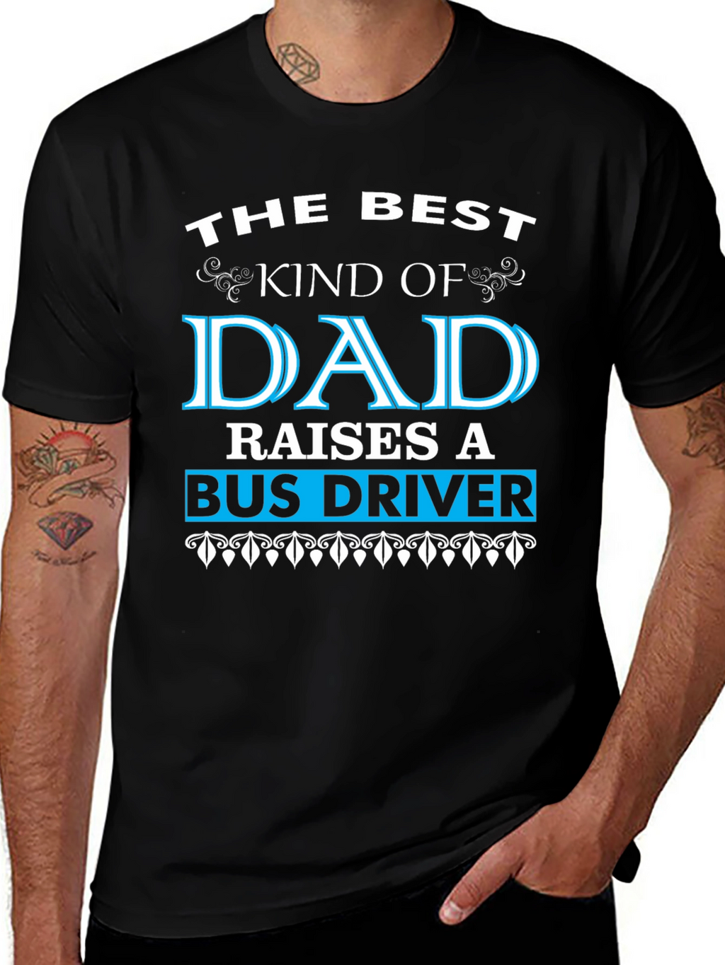 Best Dad Raises Bus Driver Black T-Shirt