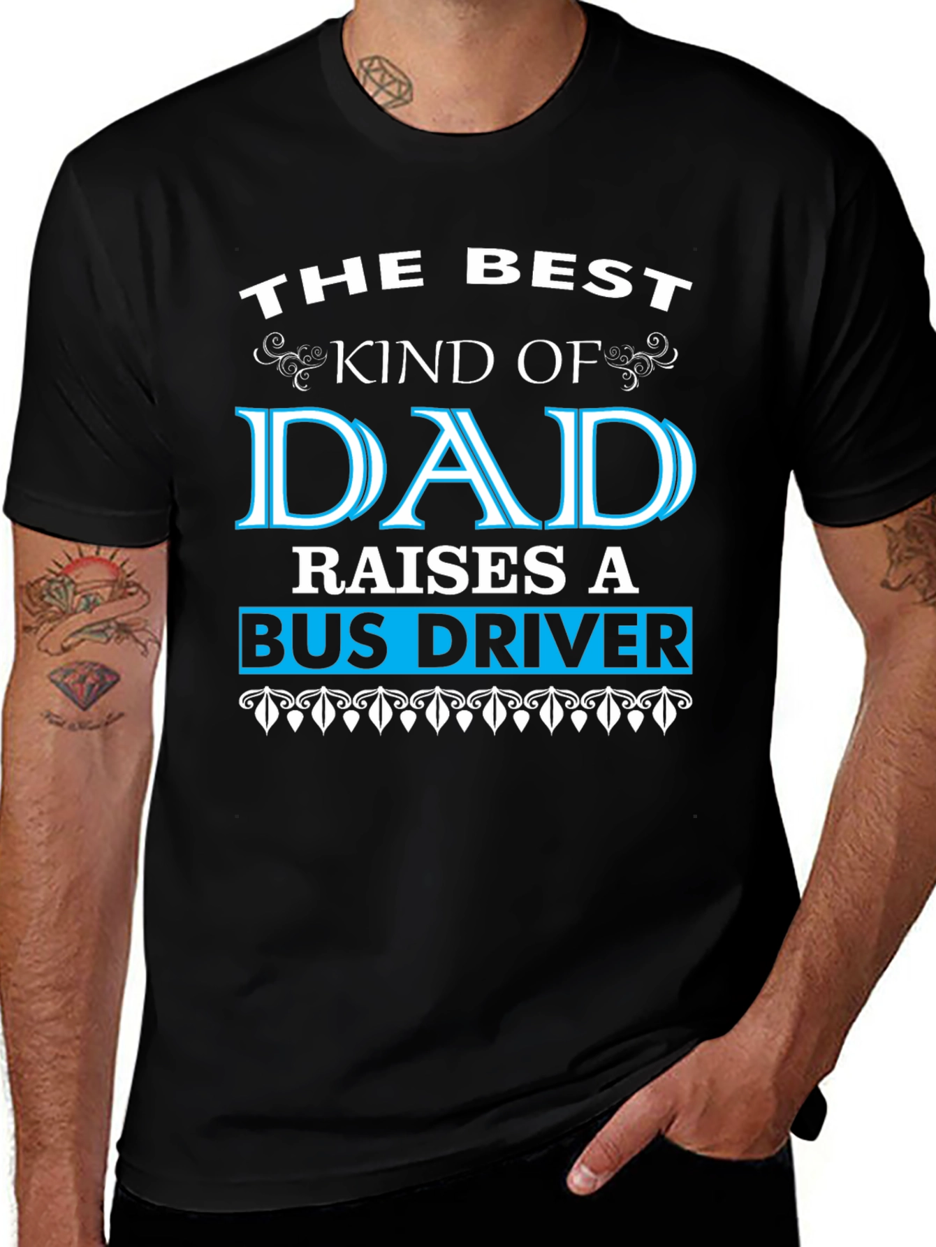 Best Dad Raises Bus Driver Black T-Shirt