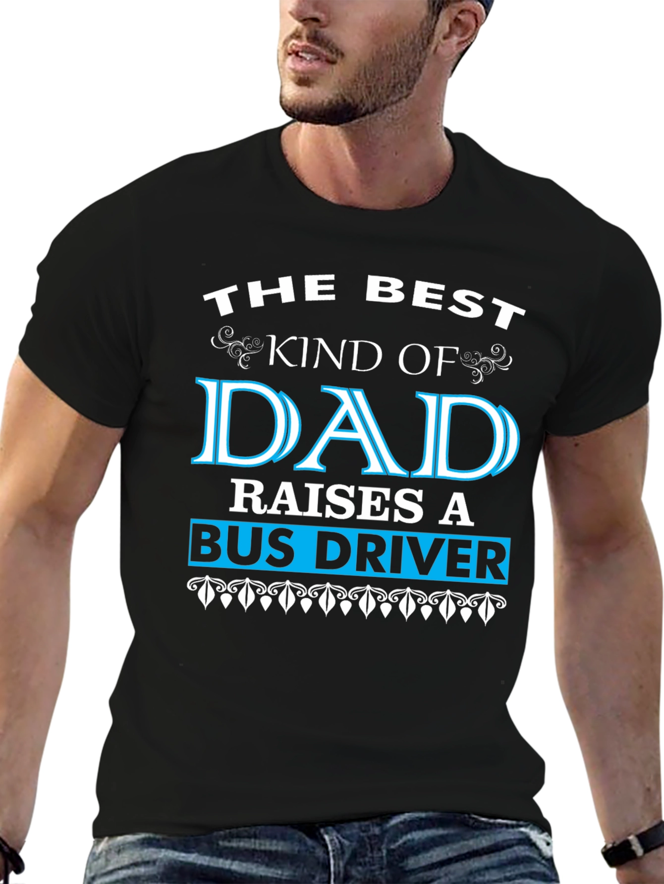 Best Dad Raises Bus Driver Black T-Shirt