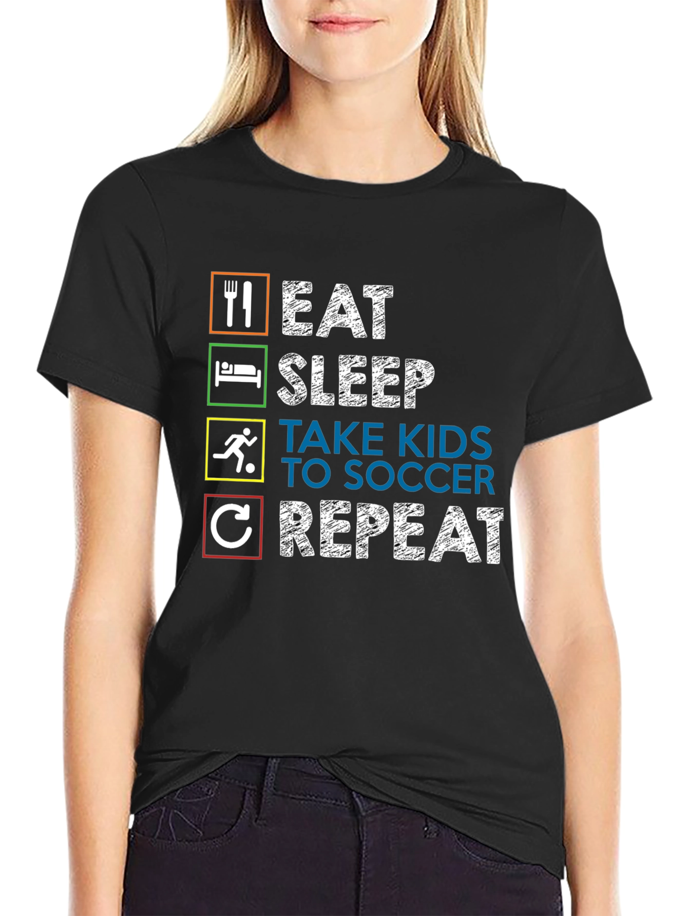 Eat Sleep Take Kids Soccer Repeat Graphic Tee