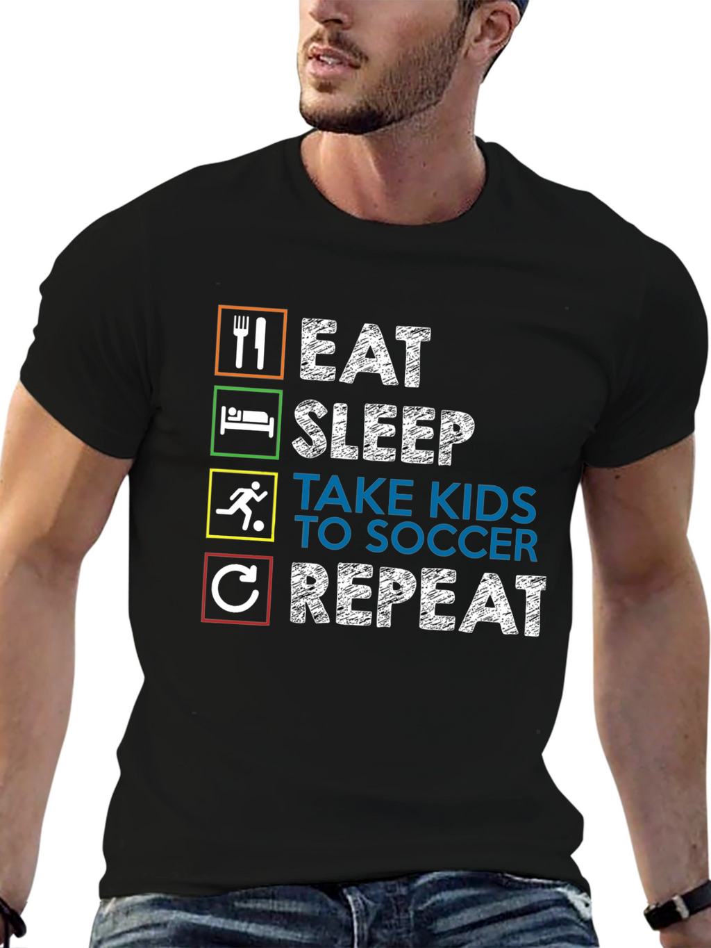 Eat Sleep Take Kids Soccer Repeat Graphic Tee