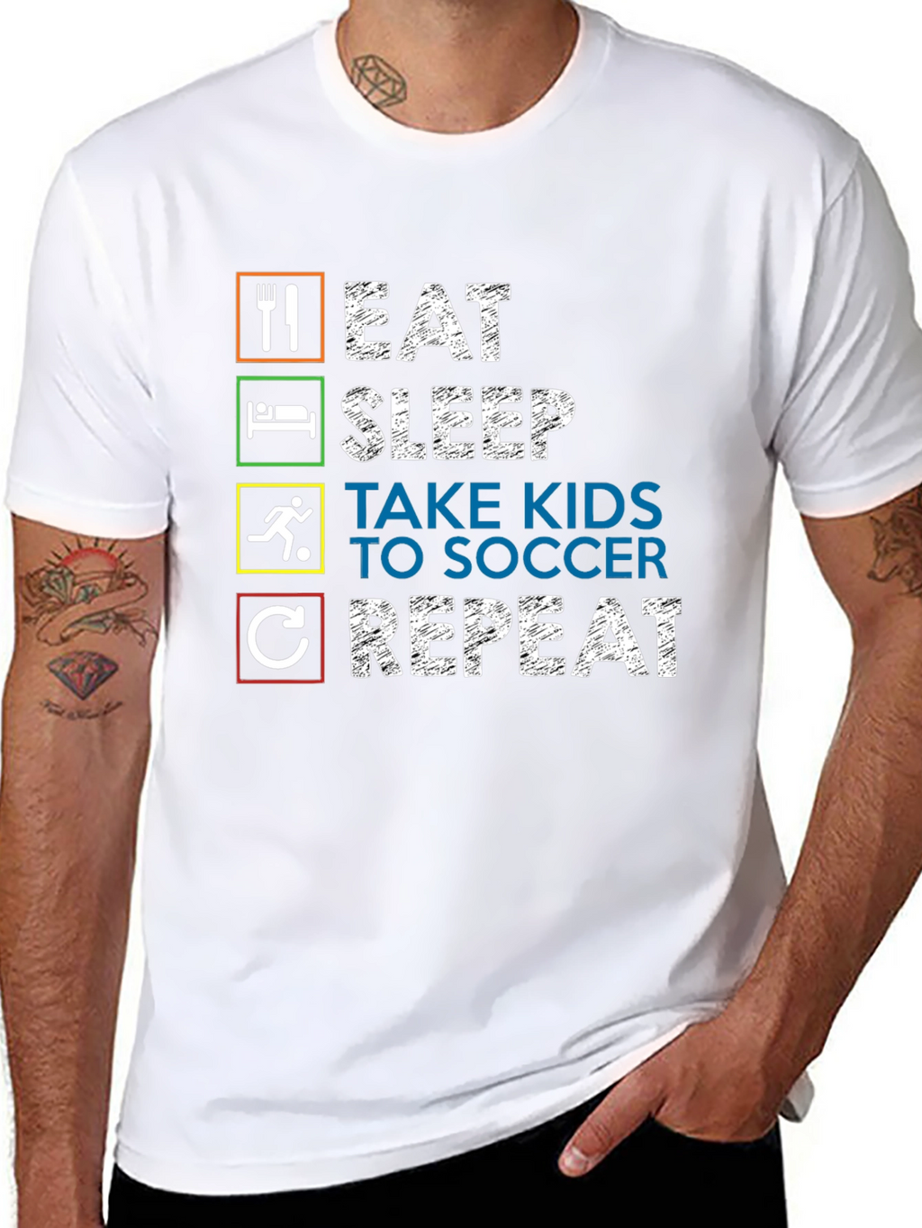 Eat Sleep Take Kids Soccer Repeat Graphic Tee