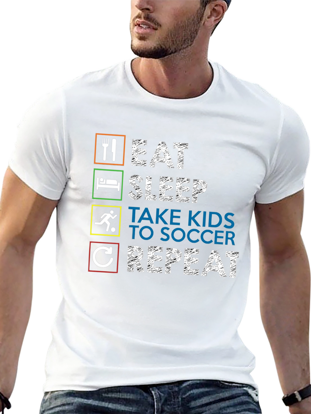 Eat Sleep Take Kids Soccer Repeat Graphic Tee
