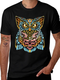 Mystic Owl Skull Graphic Tee - Mens Black T-Shirt