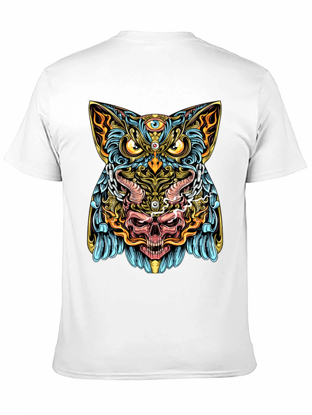 Mystic Owl Skull Graphic Tee - Mens Black T-Shirt
