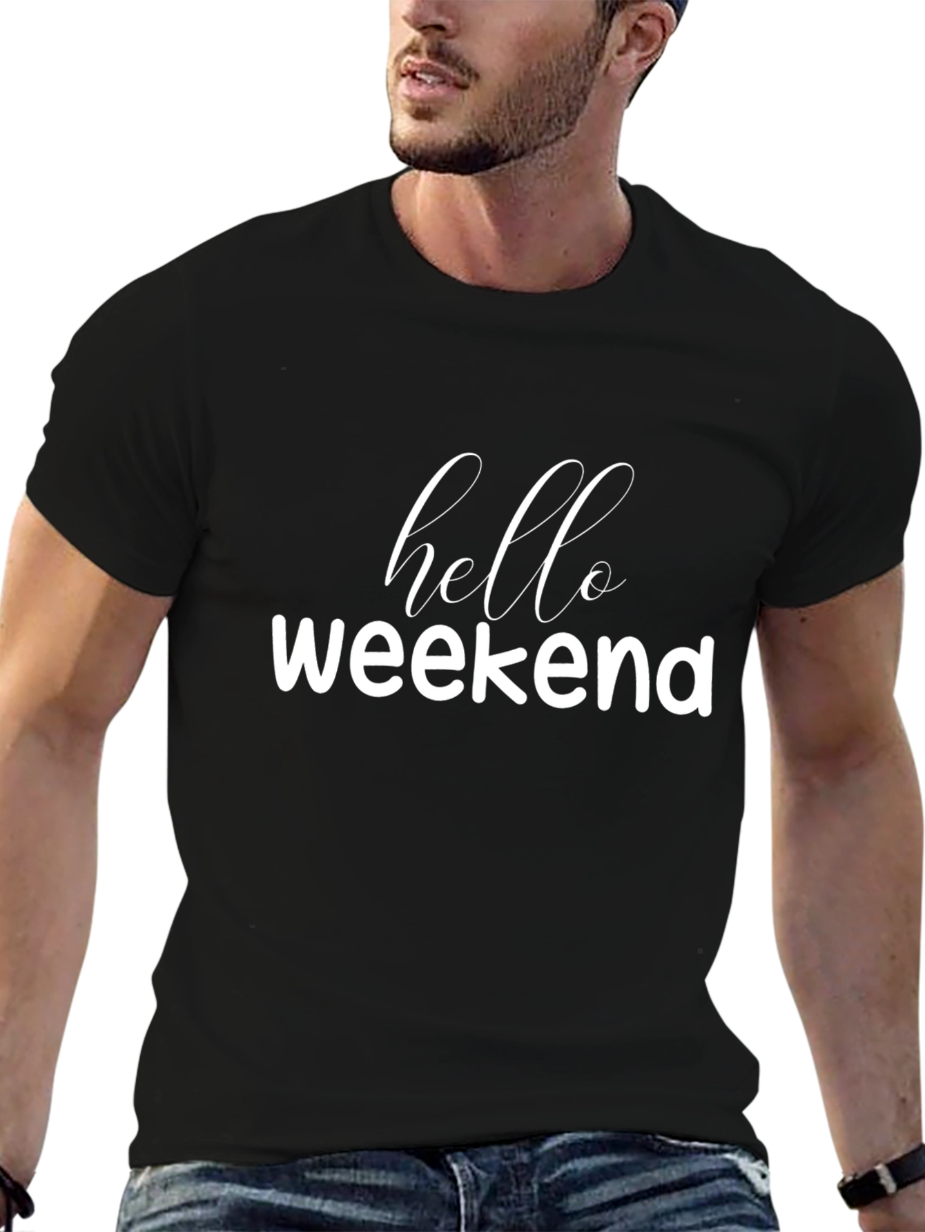 Hello Weekend Black Graphic Tee