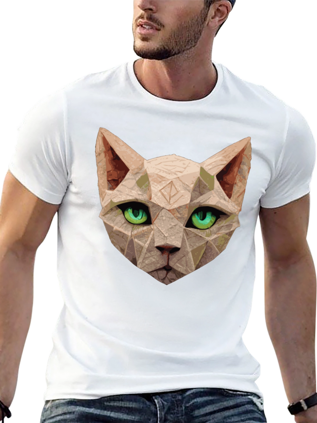 Geometric Cat T-Shirt - Unique Art Tee