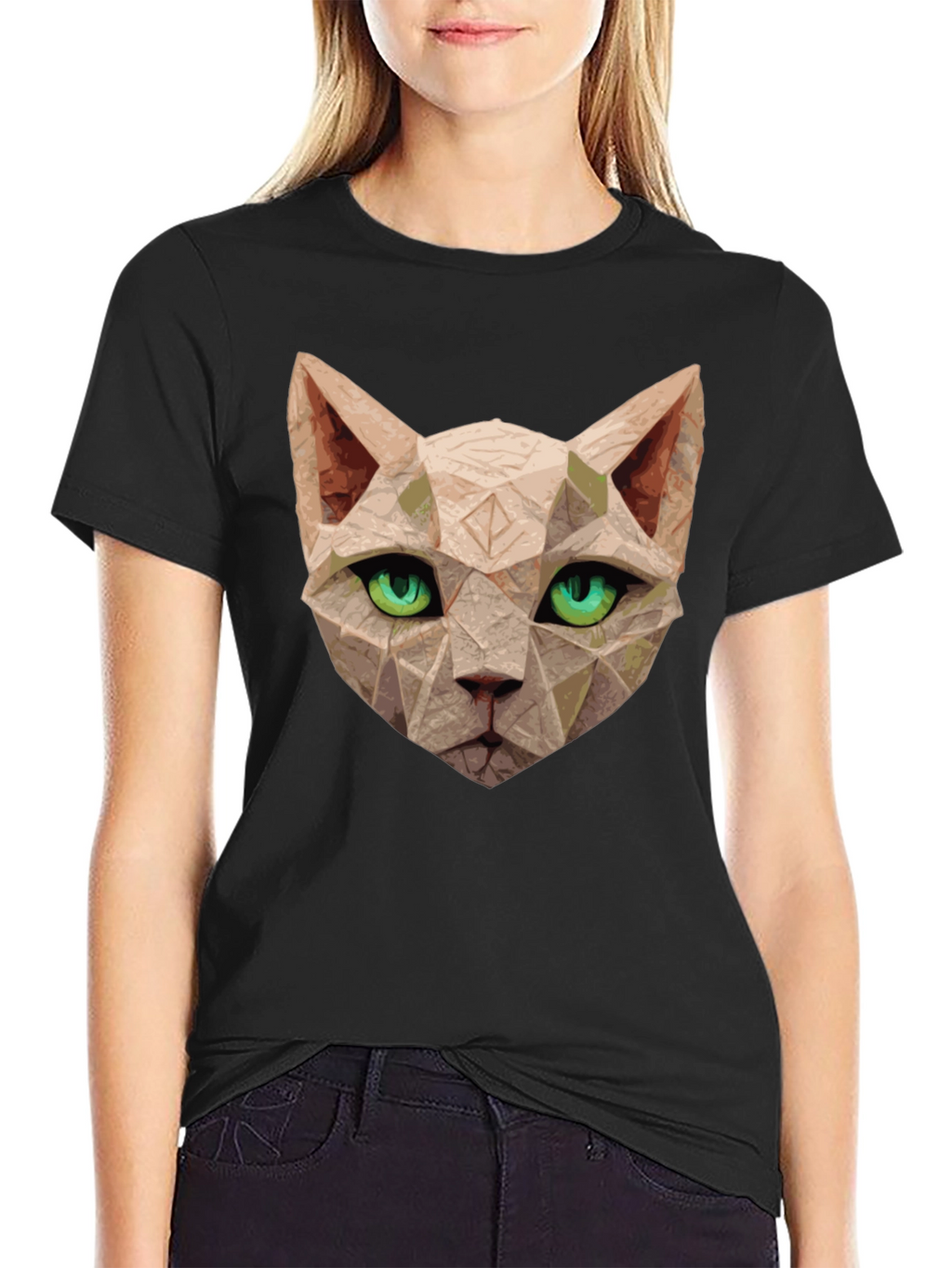Geometric Cat T-Shirt - Unique Art Tee