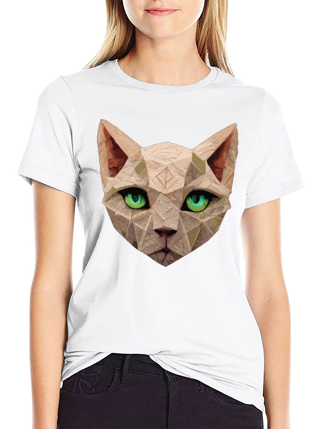 Geometric Cat T-Shirt - Unique Art Tee