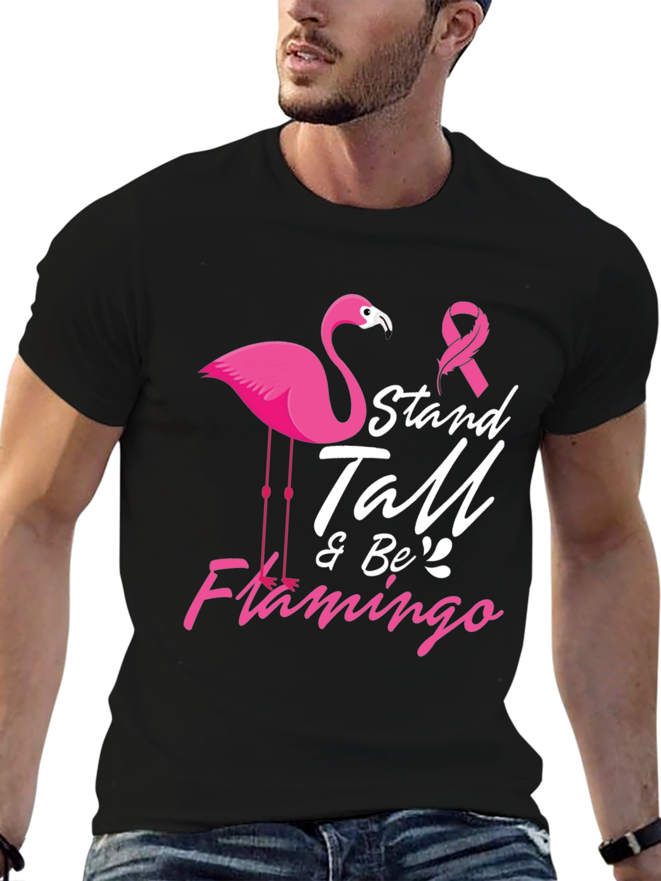 Stand Tall & Be Flamingo Cancer Awareness T-Shirt