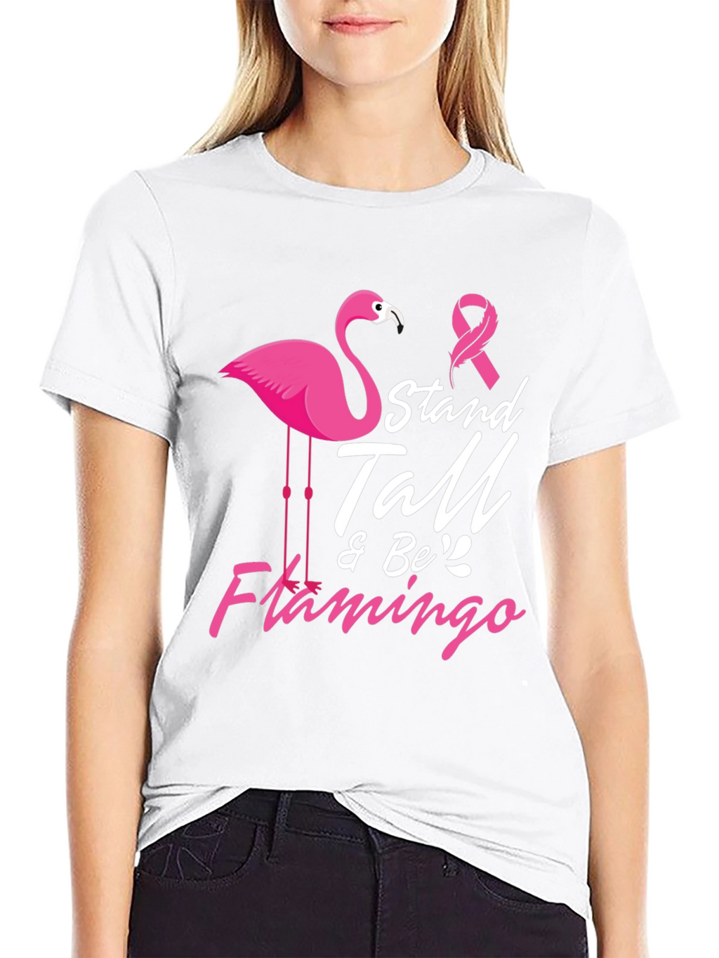 Stand Tall & Be Flamingo Cancer Awareness T-Shirt