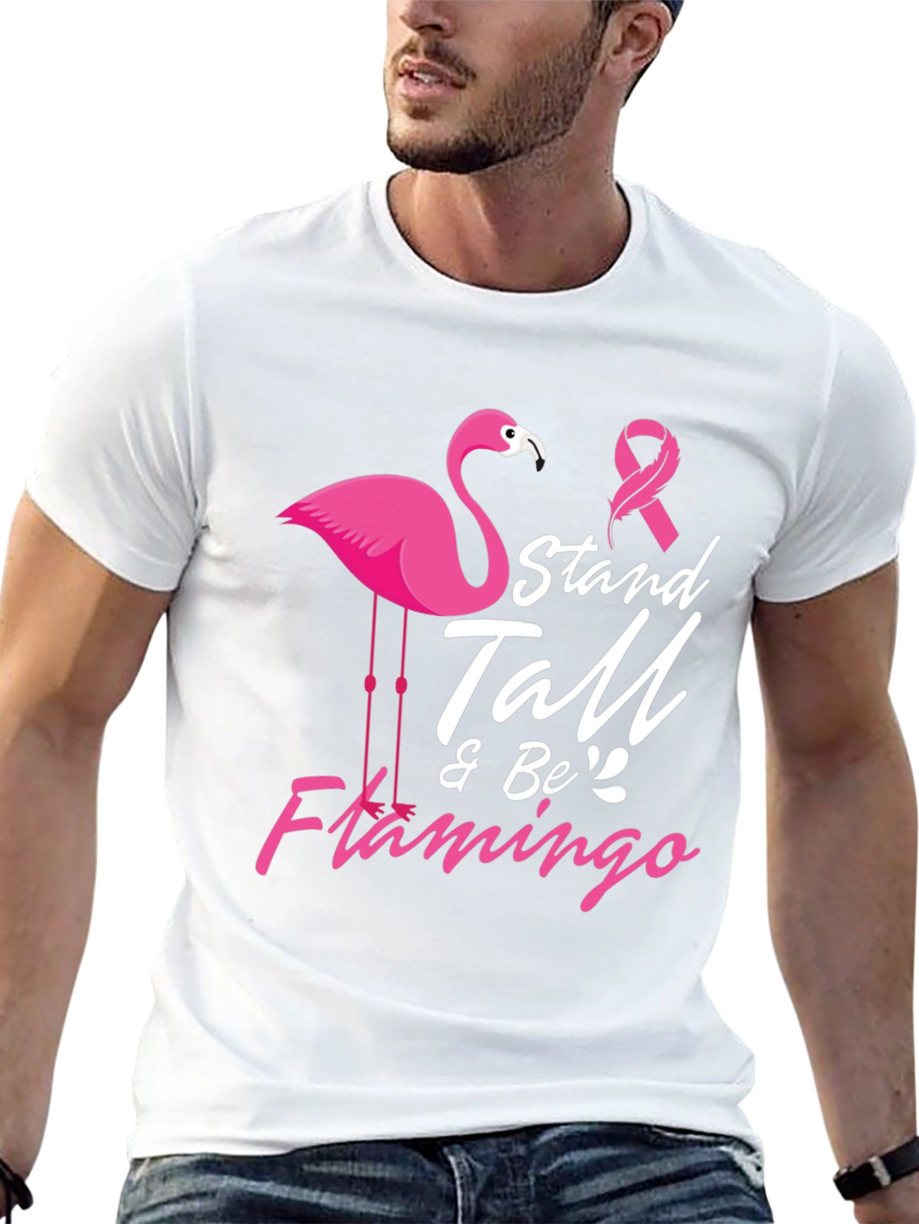 Stand Tall & Be Flamingo Cancer Awareness T-Shirt