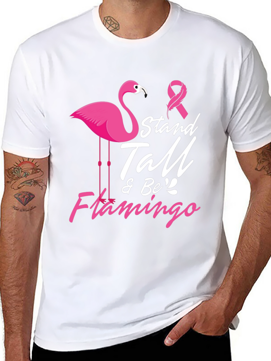 Stand Tall & Be Flamingo Cancer Awareness T-Shirt