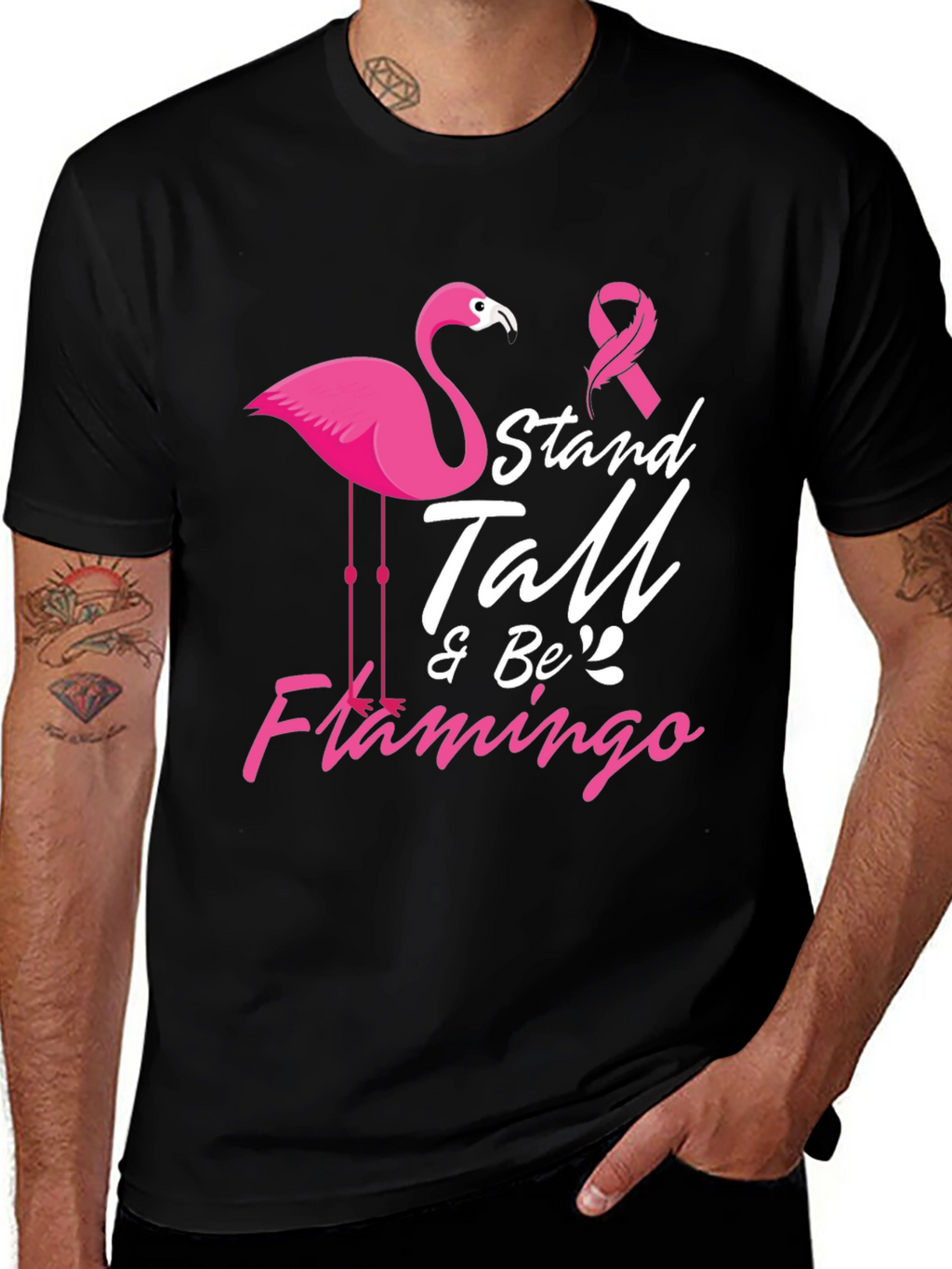 Stand Tall & Be Flamingo Cancer Awareness T-Shirt