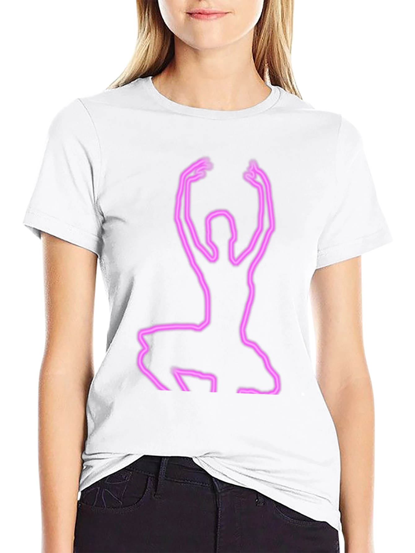 Neon Ballerina Graphic Tee - Black