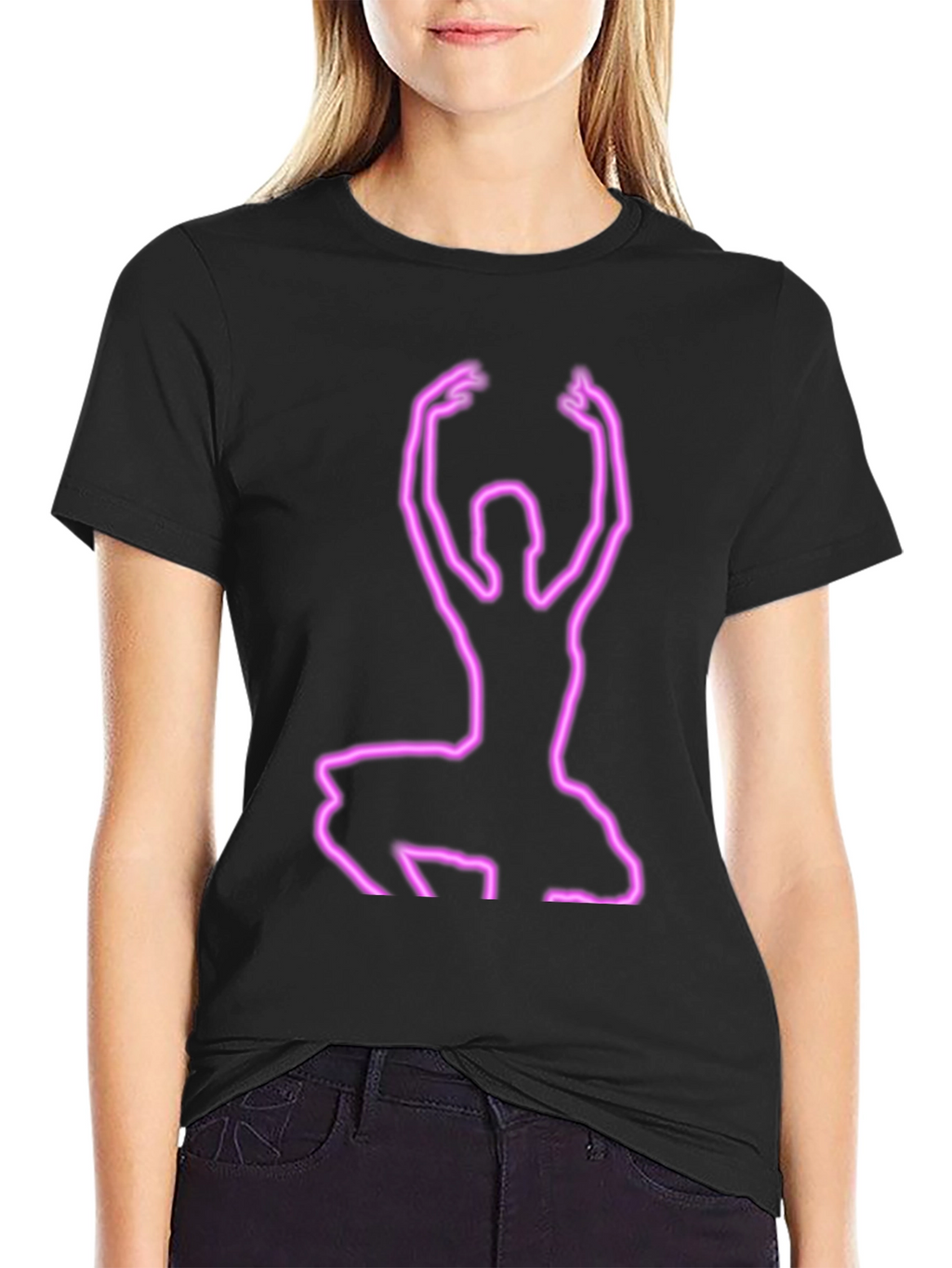 Neon Ballerina Graphic Tee - Black