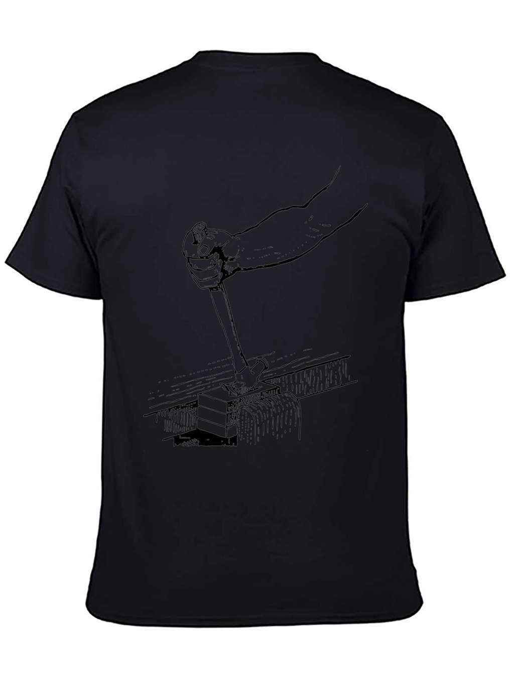 Hammering Graphic Print Black T-Shirt
