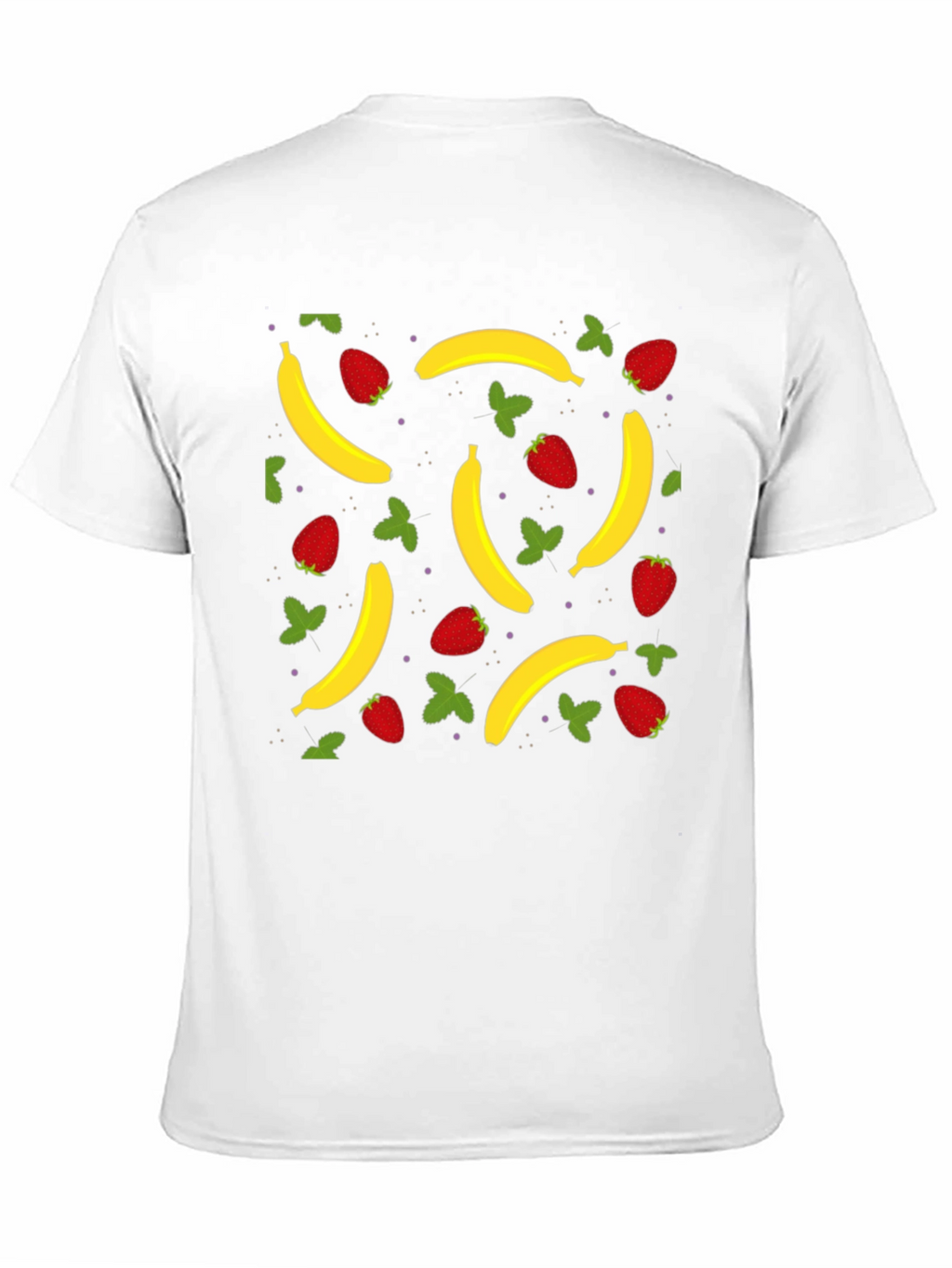 Banana Strawberry Pattern Black T-Shirt