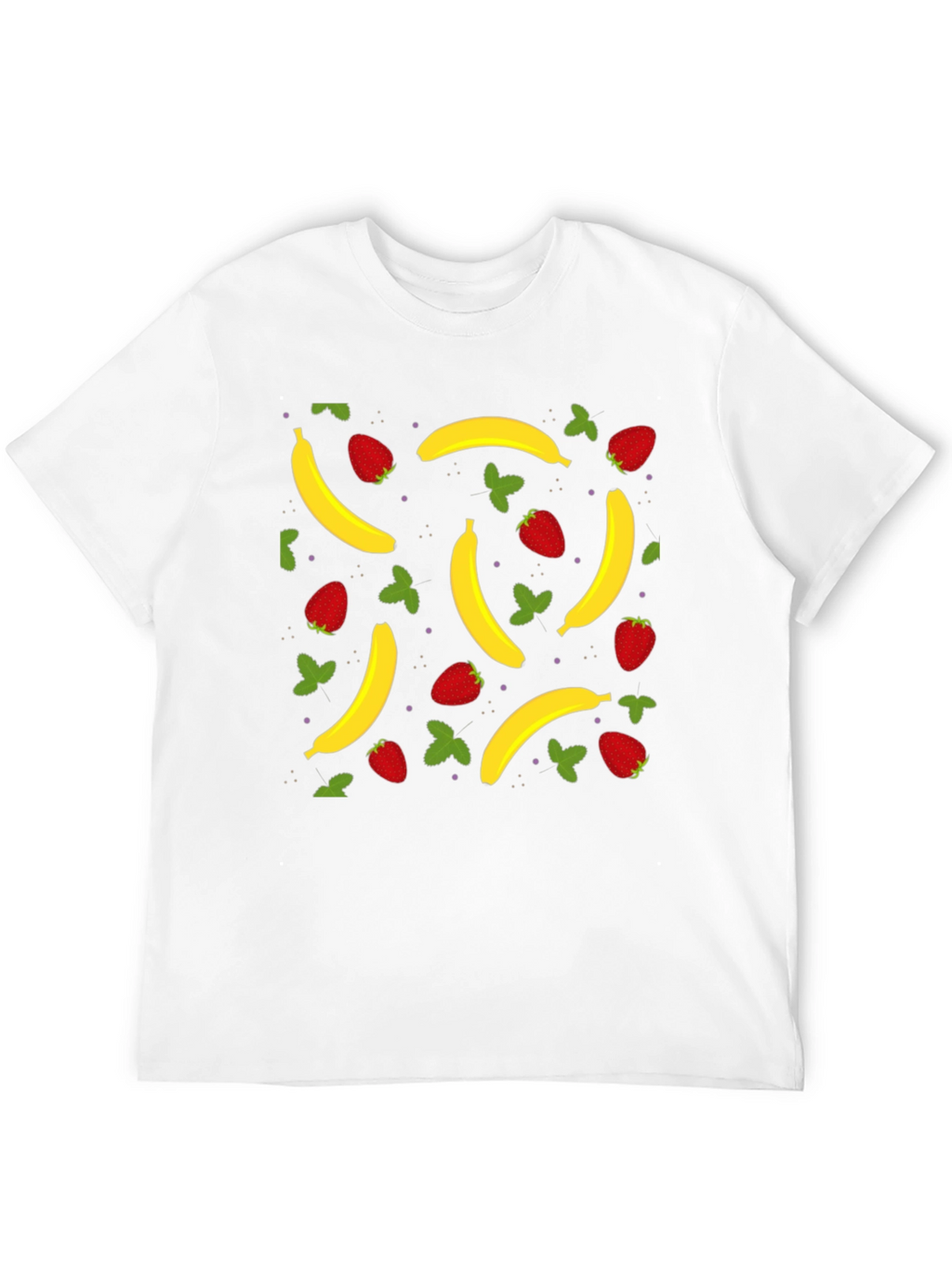 Banana Strawberry Pattern Black T-Shirt