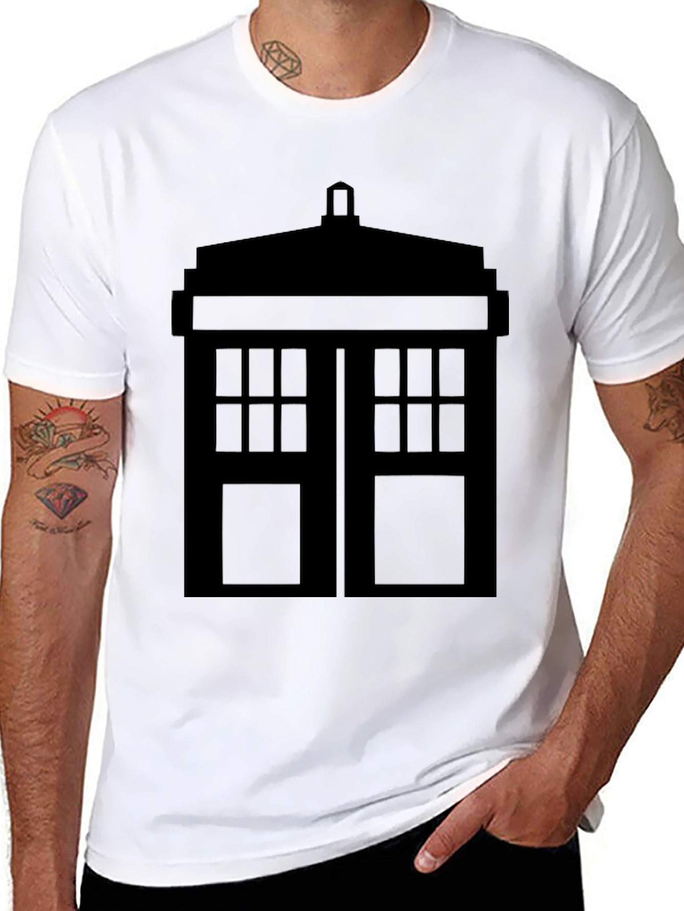 TARDIS Silhouette Black T-Shirt - Geeky Sci-Fi Tee