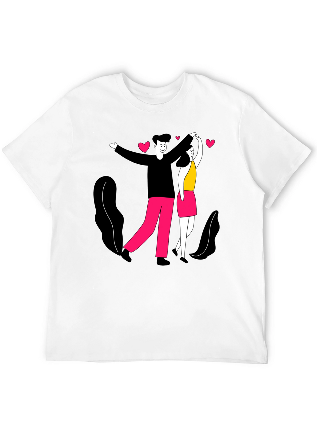 Romantic Couple Graphic Tee - Black