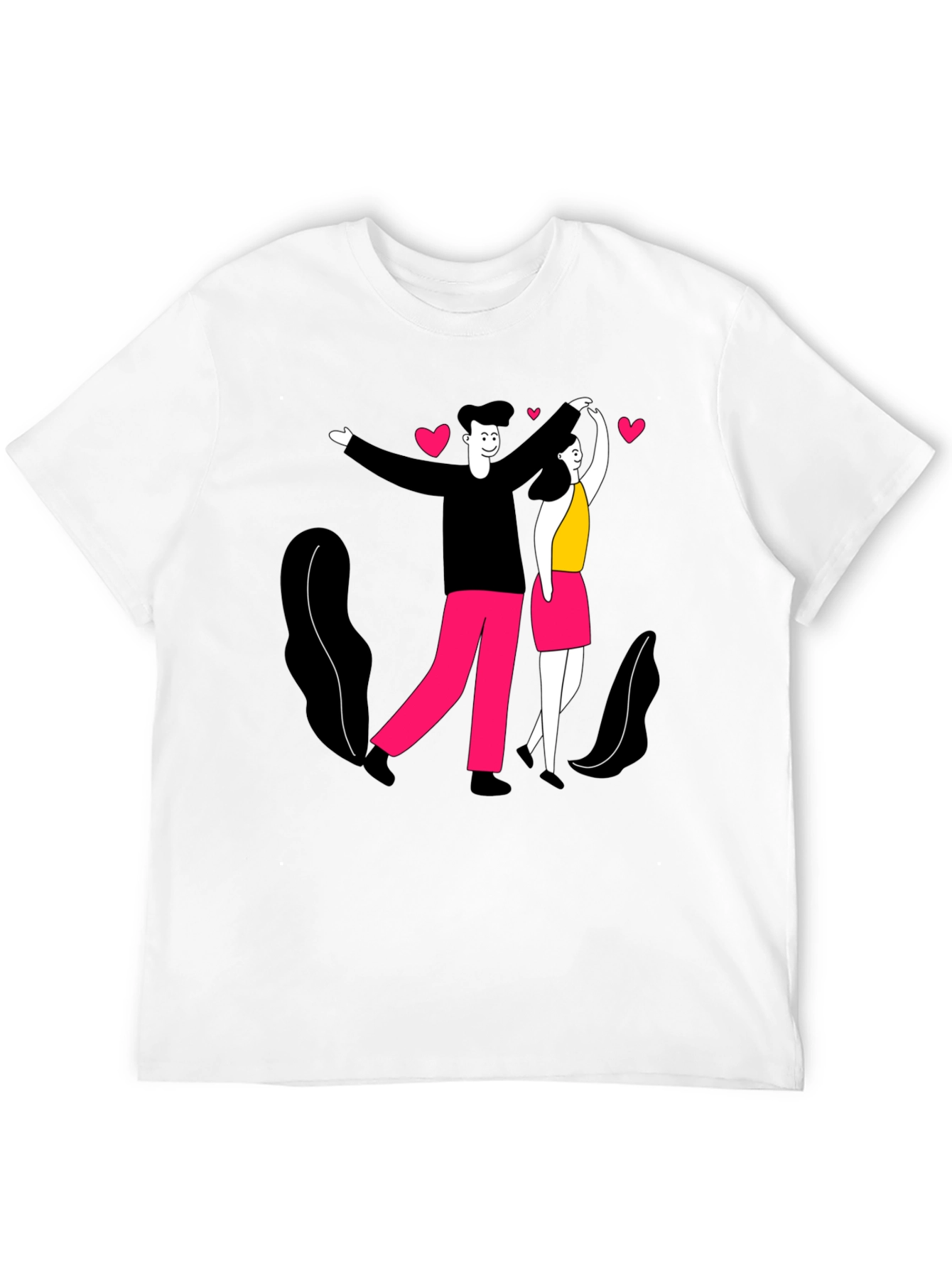 Romantic Couple Graphic Tee - Black