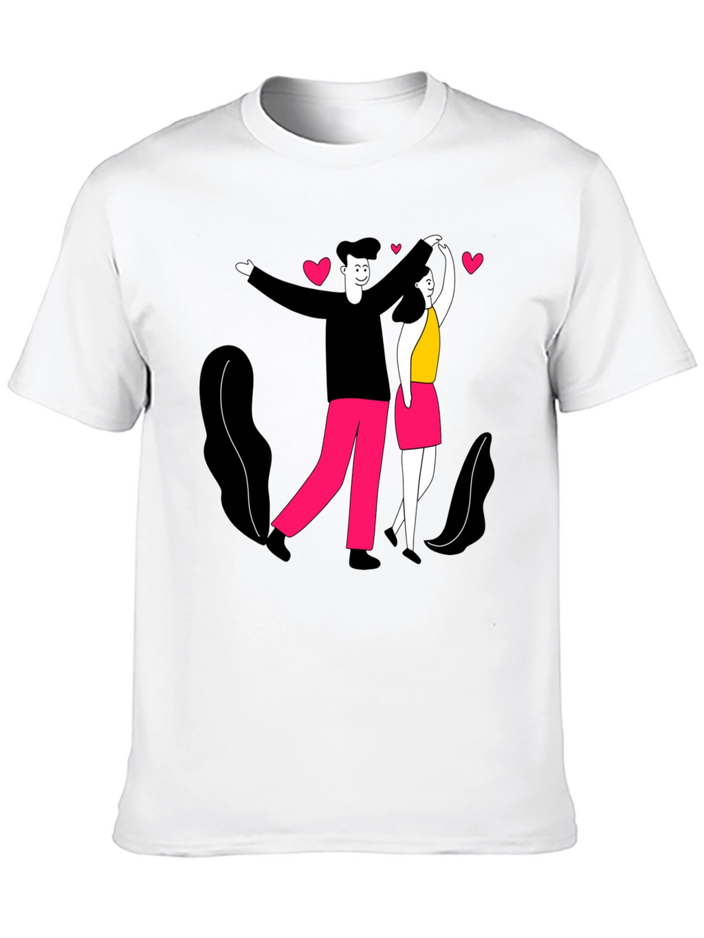 Romantic Couple Graphic Tee - Black