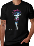 Gothic Cartoon Girl Black T-Shirt