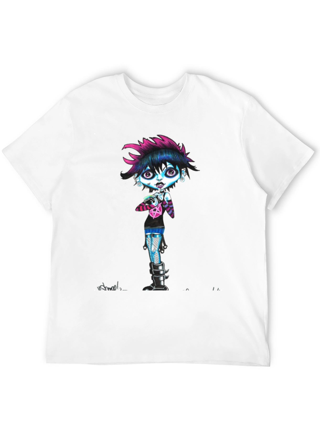 Gothic Cartoon Girl Black T-Shirt