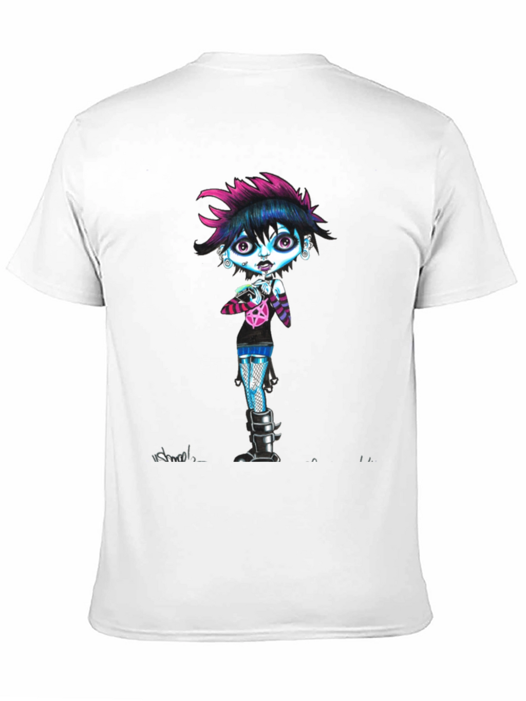 Gothic Cartoon Girl Black T-Shirt