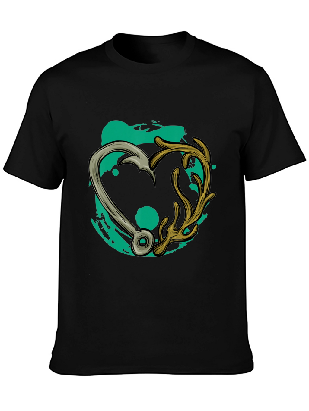 Fishing Hook & Antler Heart Graphic Tee