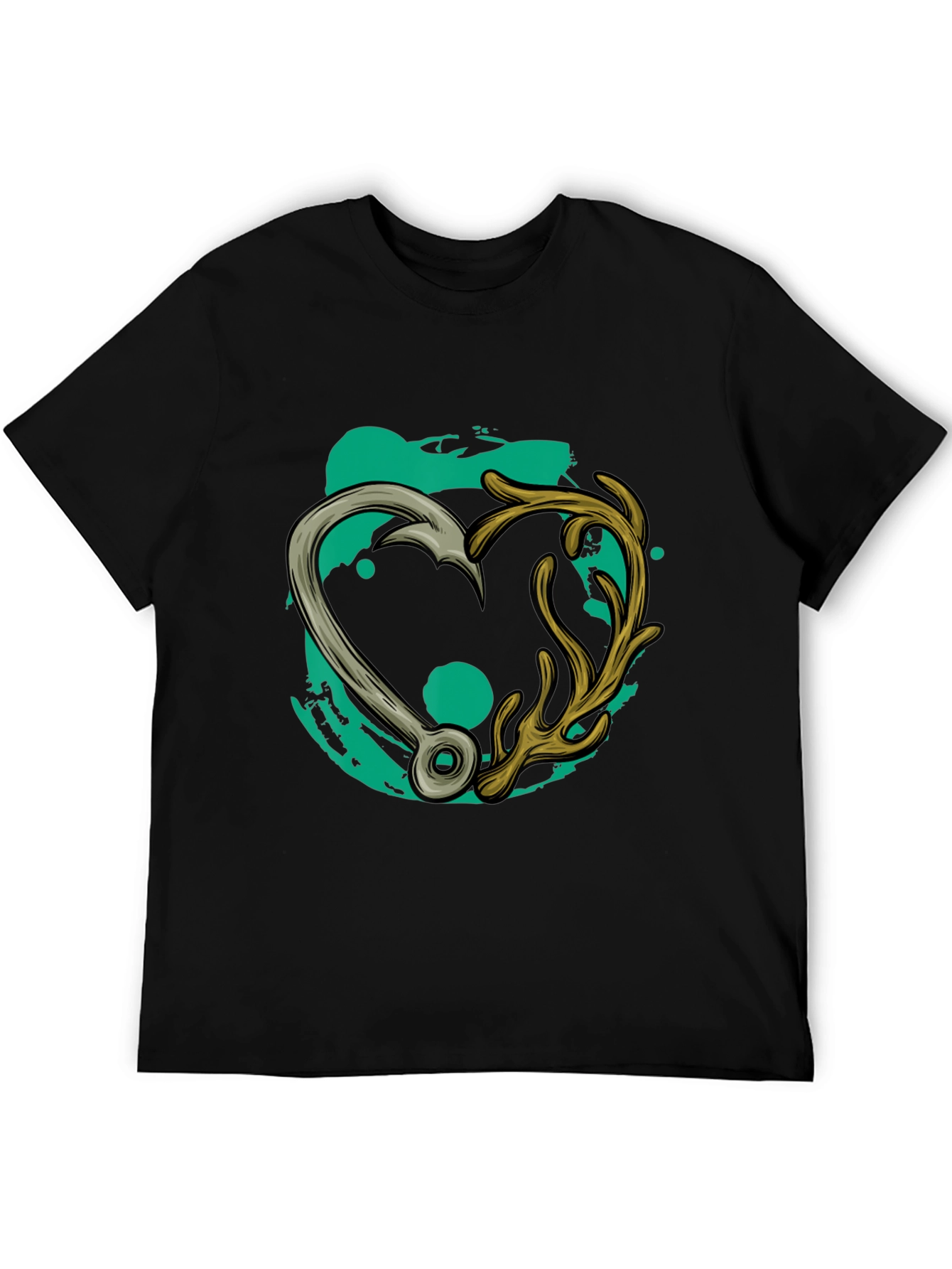 Fishing Hook & Antler Heart Graphic Tee