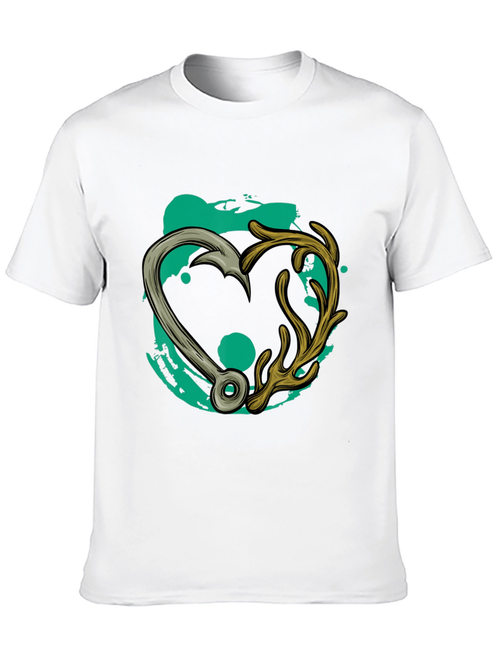 Fishing Hook & Antler Heart Graphic Tee