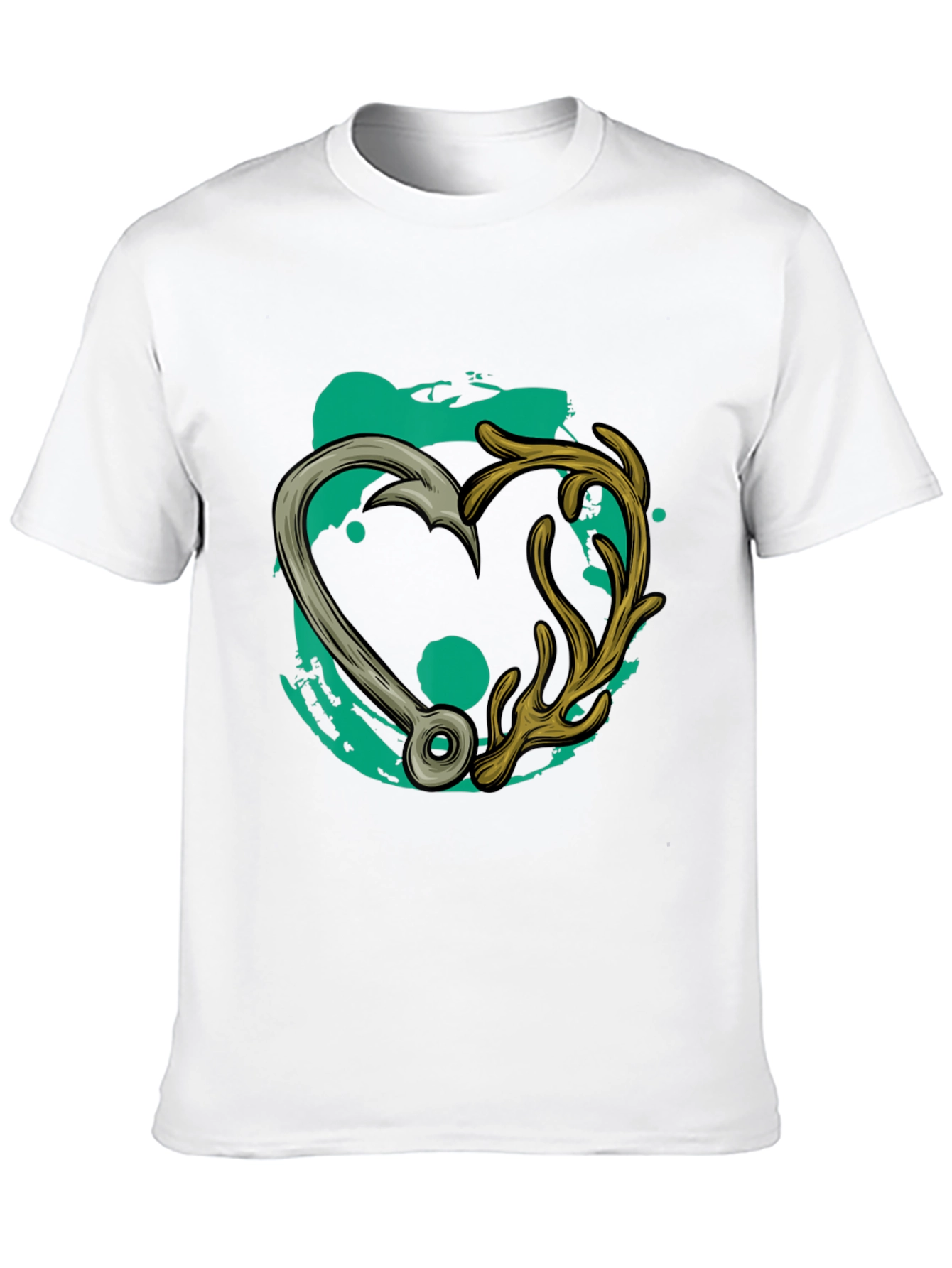 Fishing Hook & Antler Heart Graphic Tee
