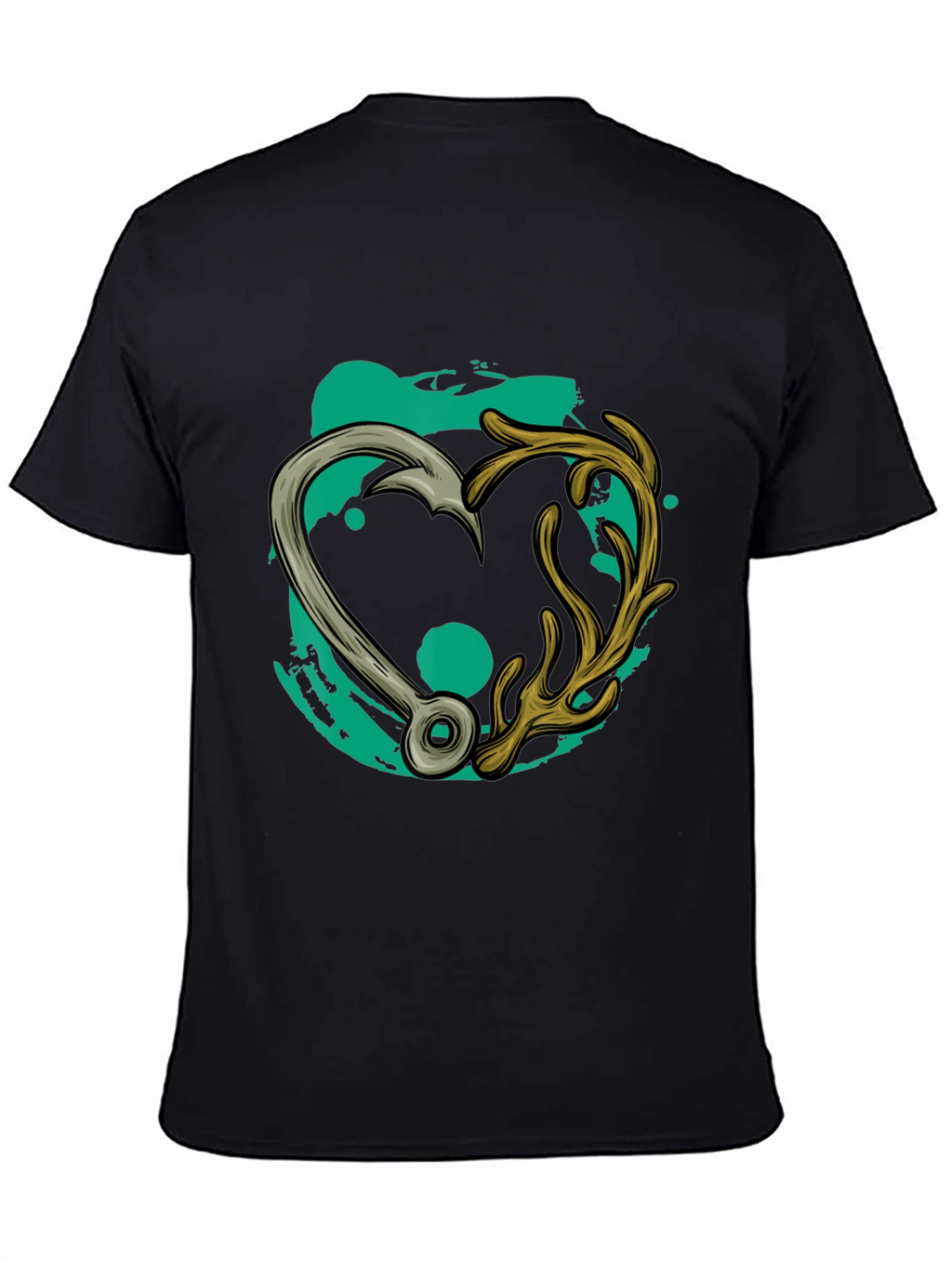 Fishing Hook & Antler Heart Graphic Tee