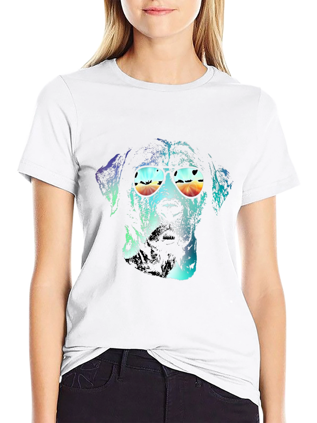 Dog with Sunglasses Graphic T-Shirt