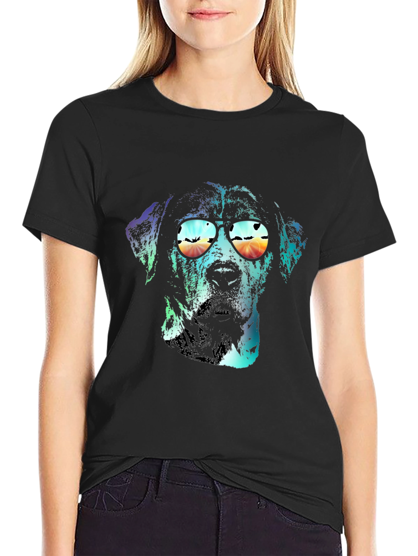 Dog with Sunglasses Graphic T-Shirt