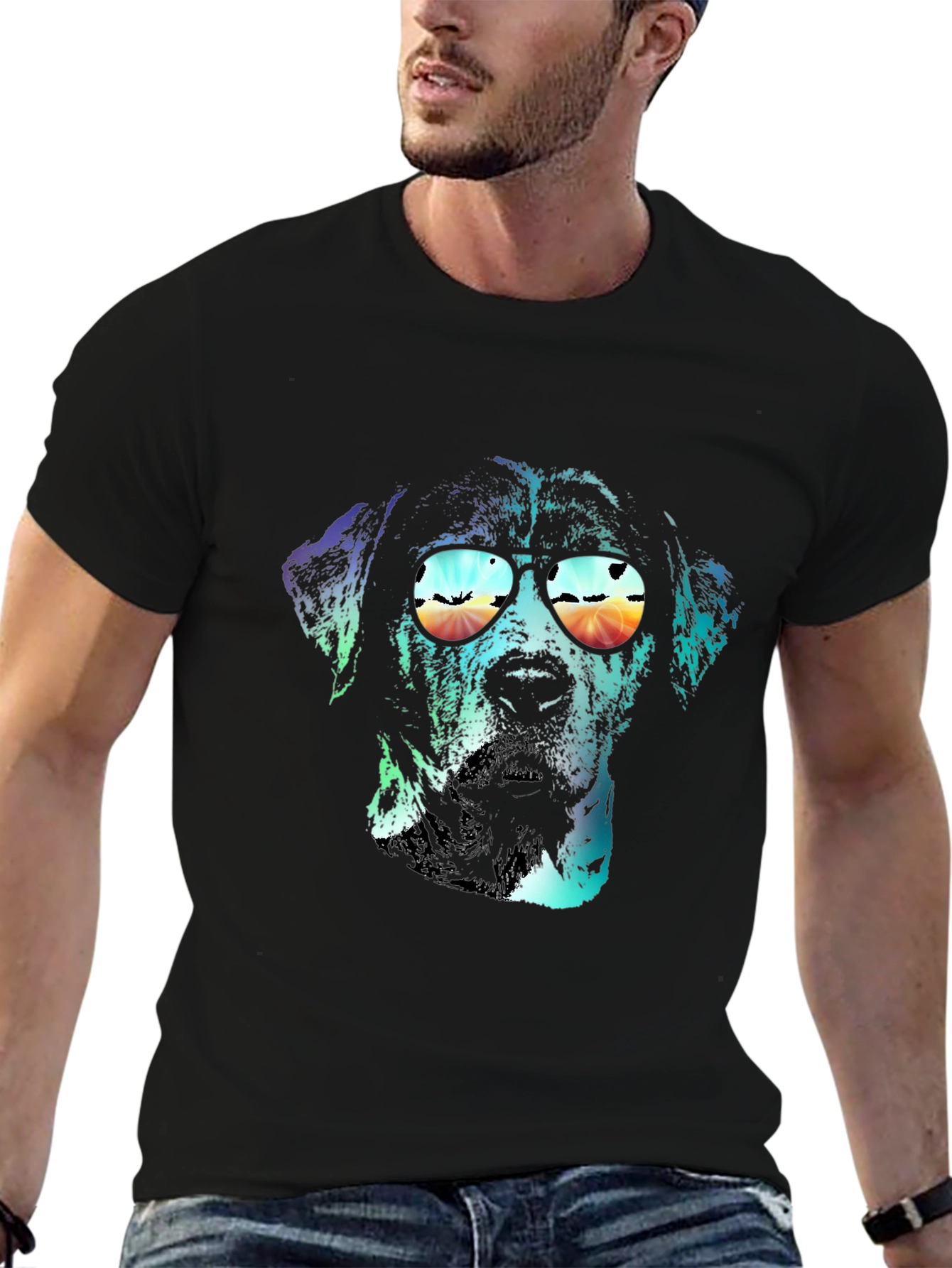 Dog with Sunglasses Graphic T-Shirt