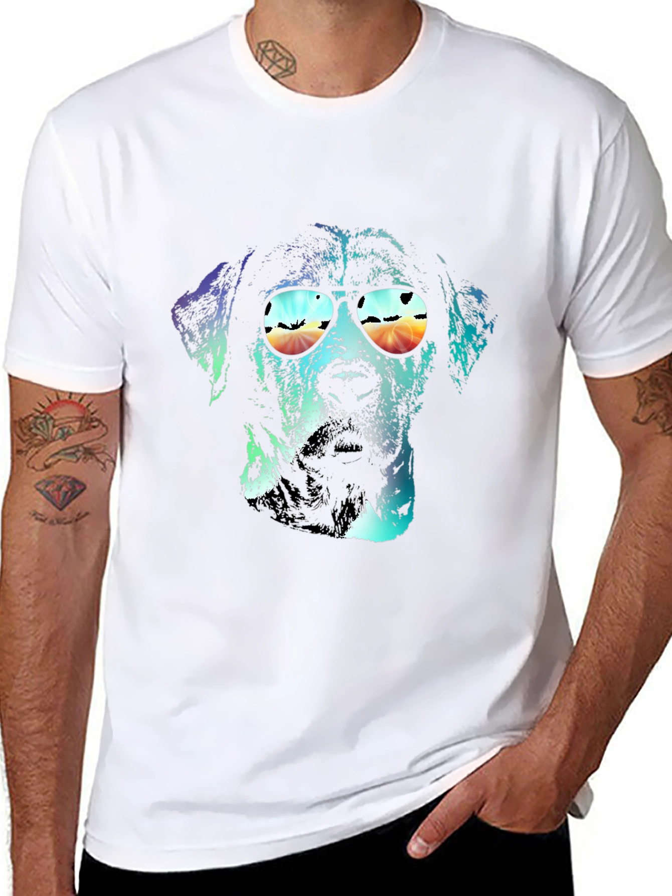 Dog with Sunglasses Graphic T-Shirt