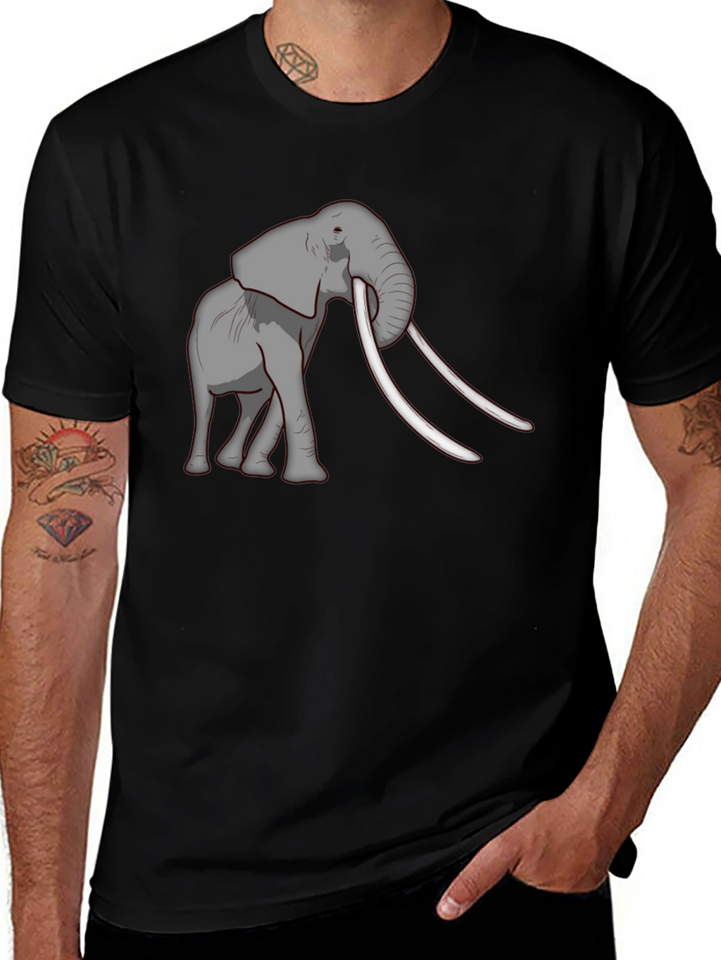 Elephant Graphic Tee - Black Cotton Blend