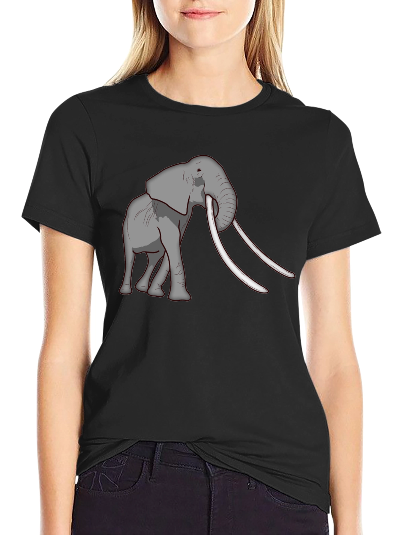Elephant Graphic Tee - Black Cotton Blend