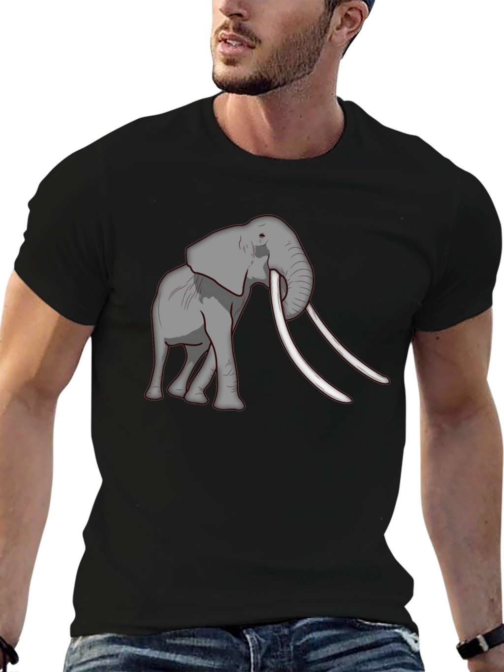 Elephant Graphic Tee - Black Cotton Blend